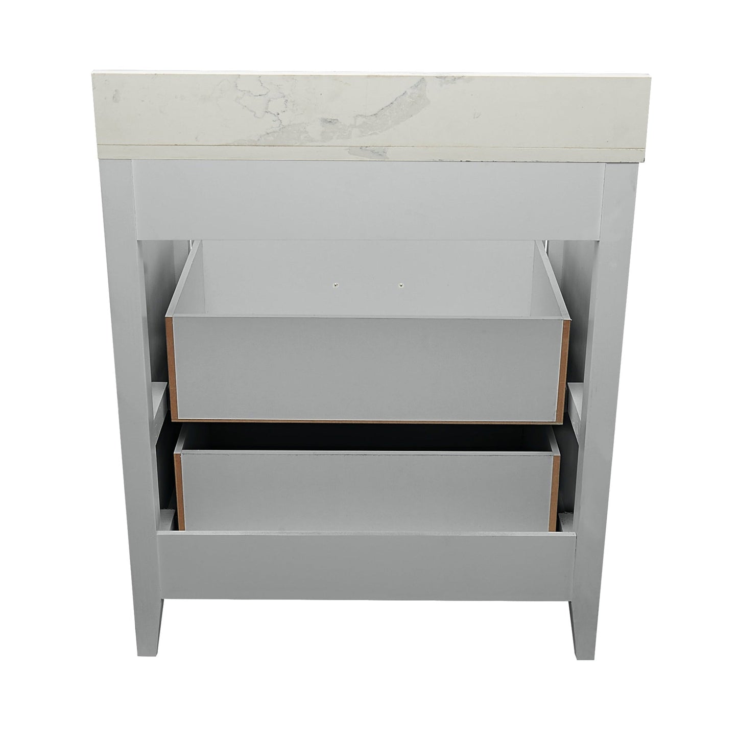 Ella's Bubbles Zermatt 31" Gray Bathroom Vanity With Calacatta White Quartz Stone Top With Backsplash and Sink