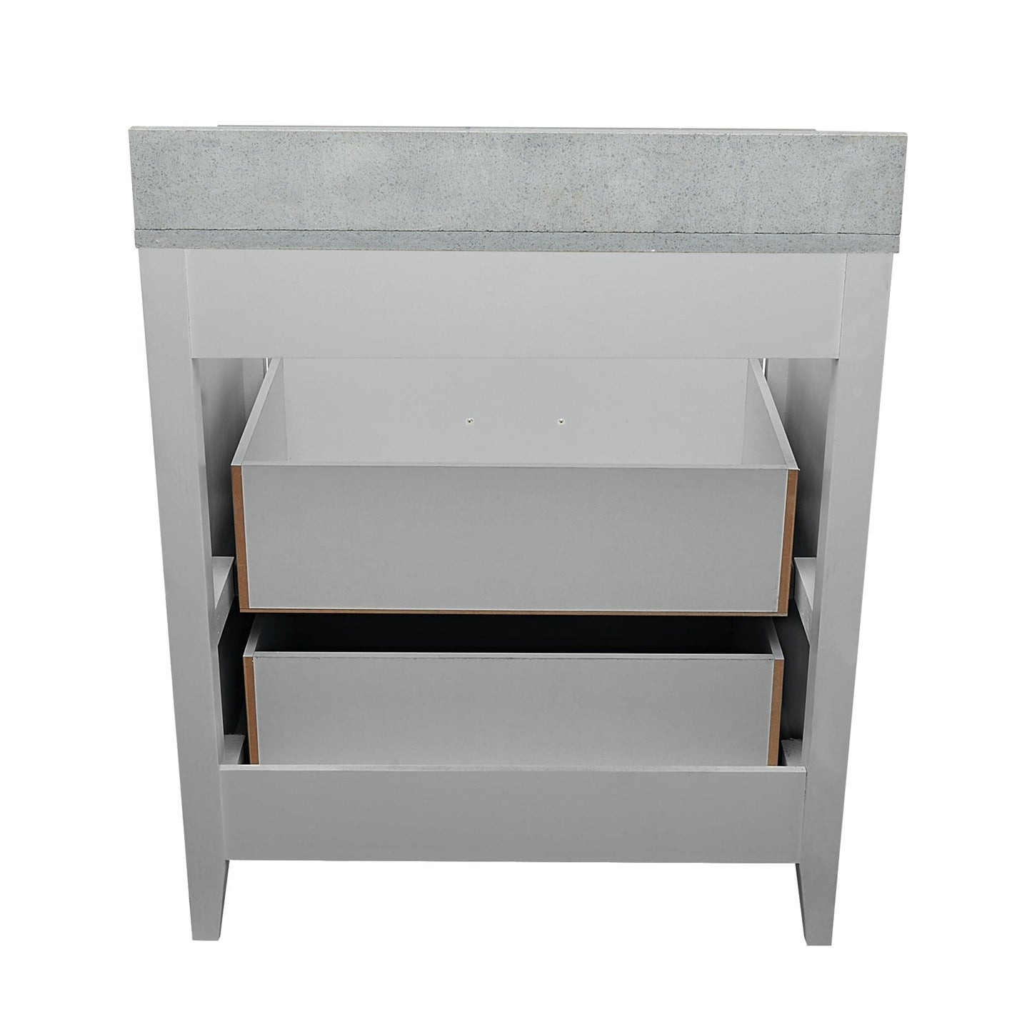Ella's Bubbles Zermatt 31" Gray Bathroom Vanity With Galaxy Gray Quartz Stone Top With Backsplash and Sink