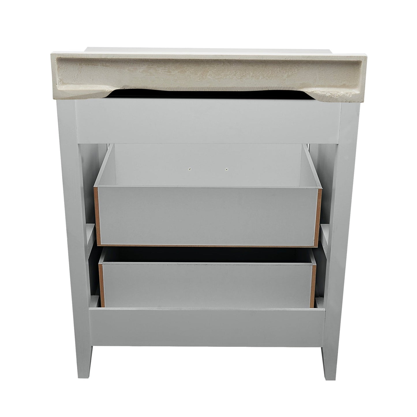 Ella's Bubbles Zermatt 31" Gray Bathroom Vanity With White Cultured Marble Top With White Backsplash and Sink