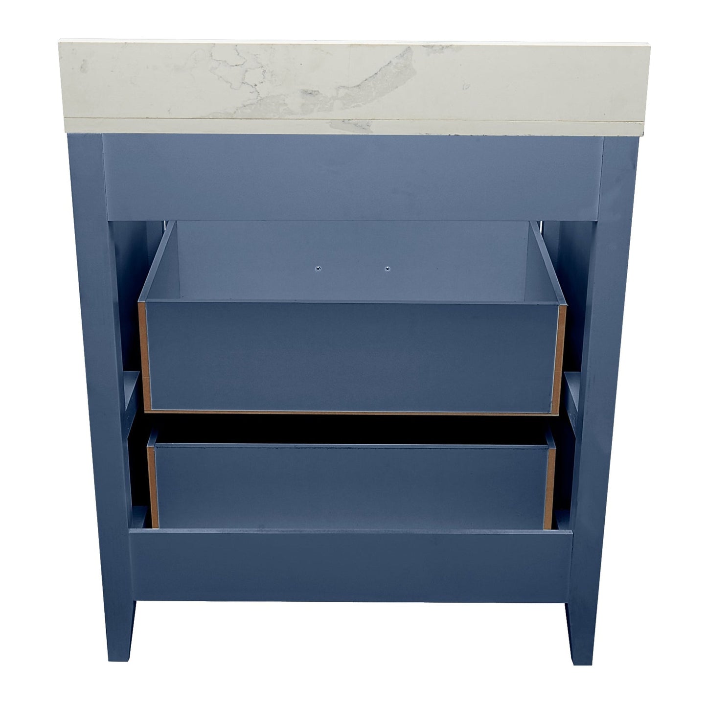 Ella's Bubbles Zermatt 31" Navy Blue Bathroom Vanity With Calacatta White Quartz Stone Top With Backsplash and Sink