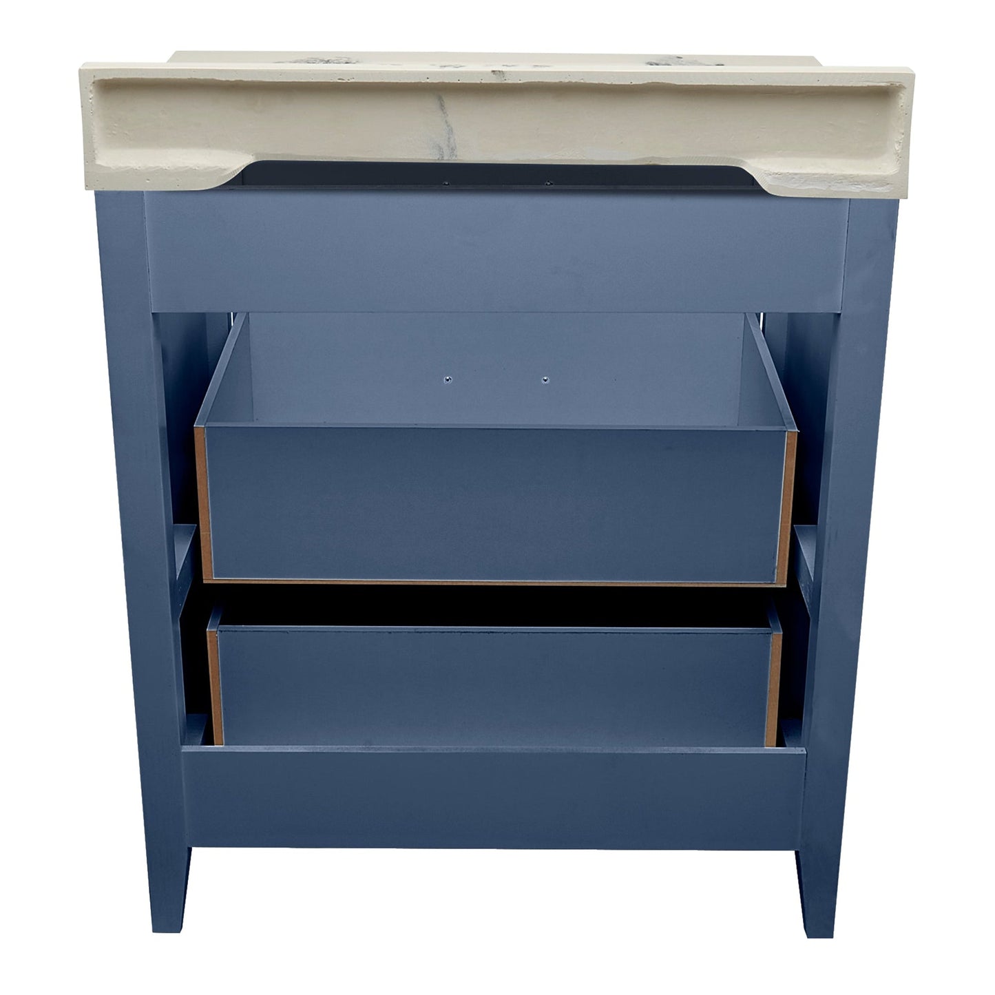 Ella's Bubbles Zermatt 31" Navy Blue Bathroom Vanity With Carrara White Cultured Marble Top With Backsplash and Sink
