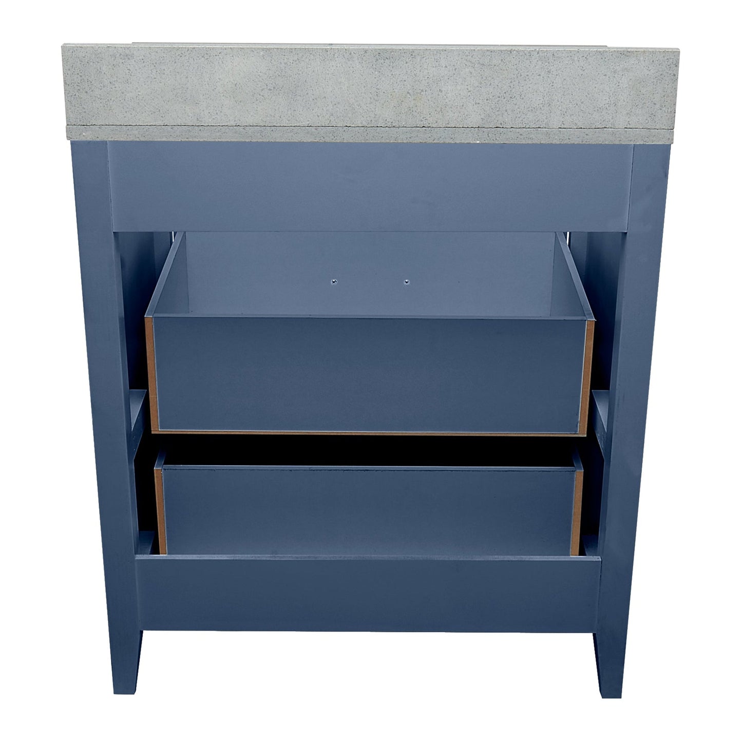 Ella's Bubbles Zermatt 31" Navy Blue Bathroom Vanity With Galaxy Gray Quartz Stone Top With Backsplash and Sink