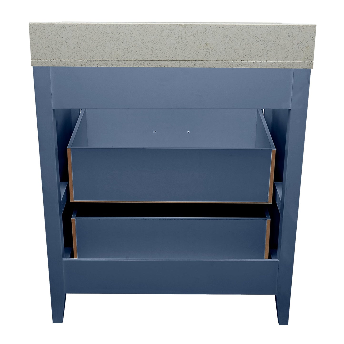 Ella's Bubbles Zermatt 31" Navy Blue Bathroom Vanity With Galaxy White Quartz Stone Top With Backsplash and Sink