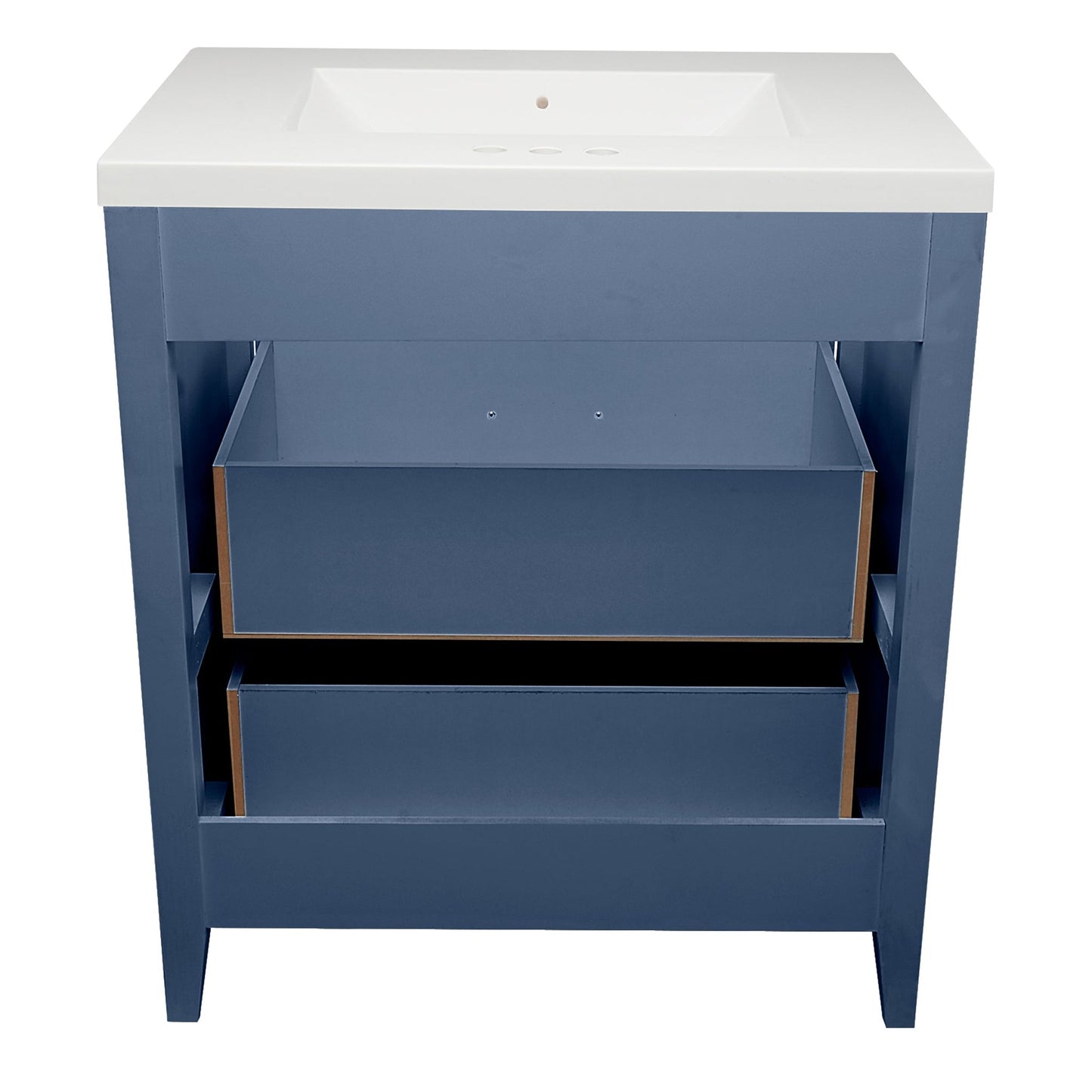 Ella's Bubbles Zermatt 31" Navy Blue Bathroom Vanity With White Cultured Marble Top and Sink