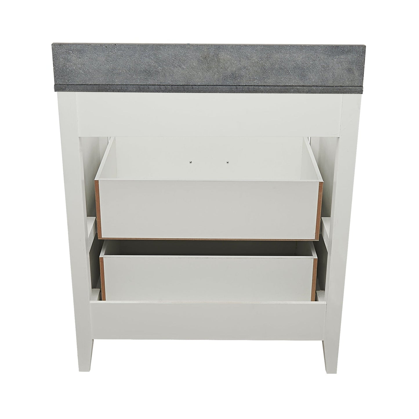 Ella's Bubbles Zermatt 31" White Bathroom Vanity With Galaxy Black Quartz Stone Top With Backsplash and Sink