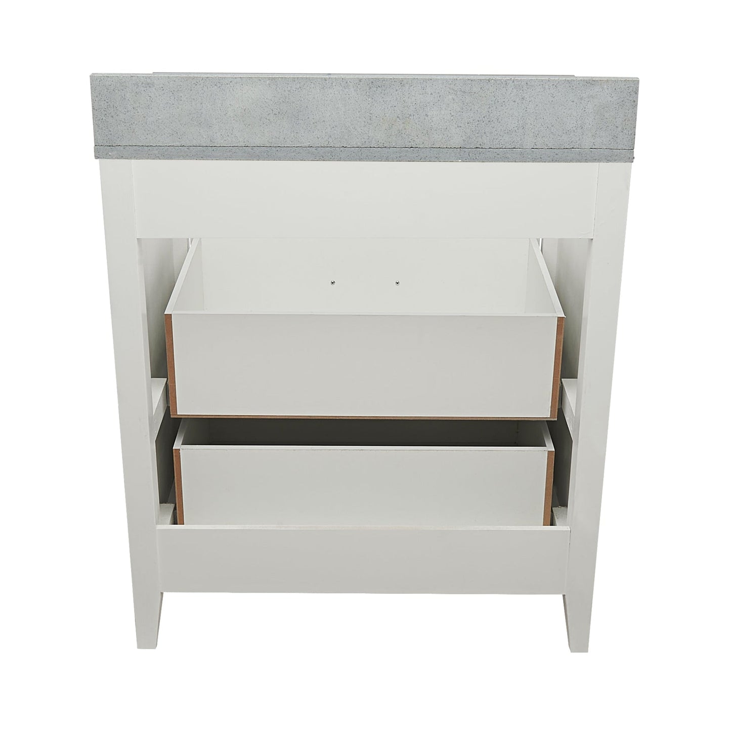 Ella's Bubbles Zermatt 31" White Bathroom Vanity With Galaxy Gray Quartz Stone Top With Backsplash and Sink