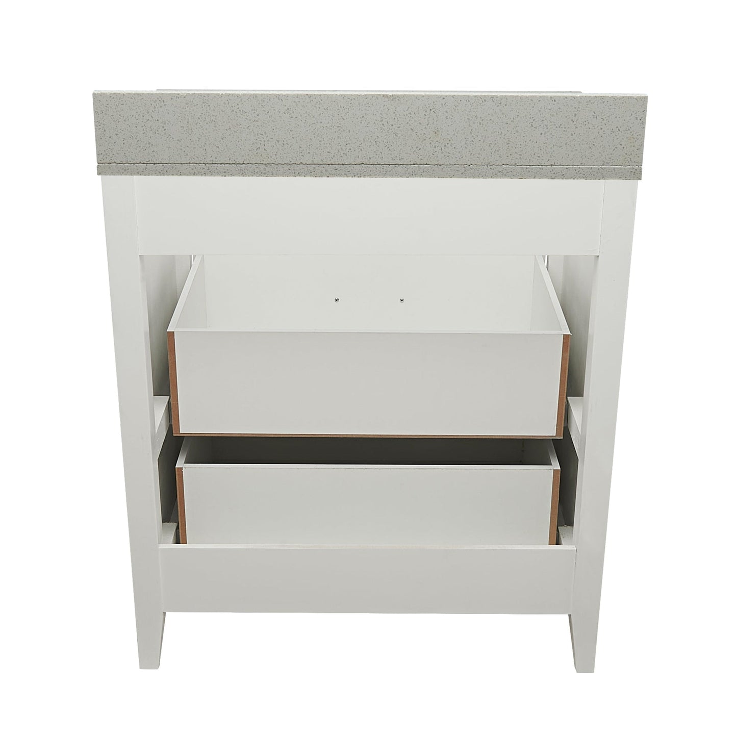 Ella's Bubbles Zermatt 31" White Bathroom Vanity With Galaxy White Quartz Stone Top With Backsplash and Sink