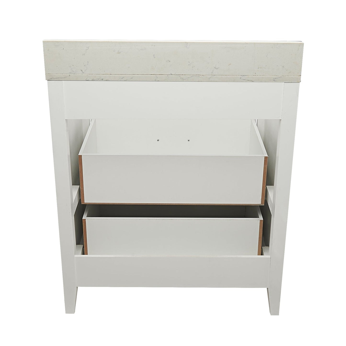 Ella's Bubbles Zermatt 31" White Bathroom Vanity With Lyra White Quartz Stone Top With Backsplash and Sink