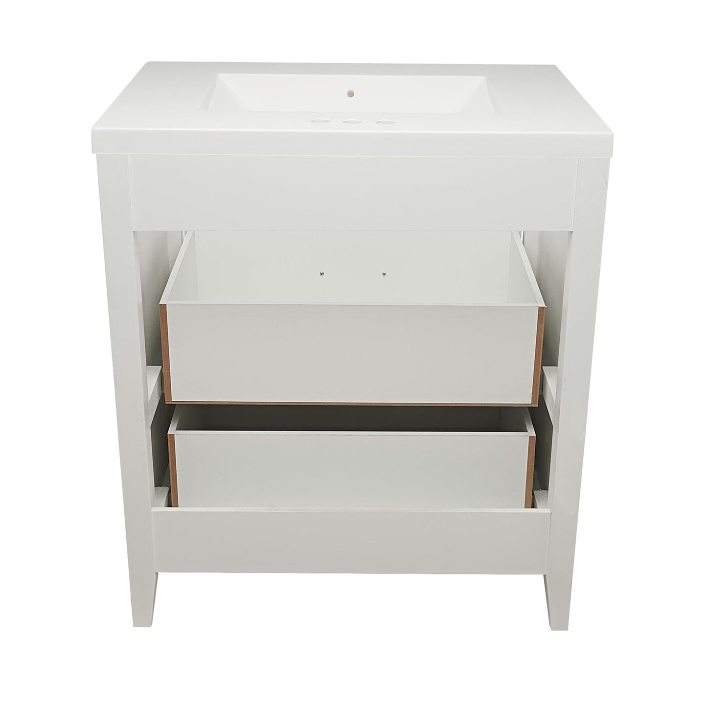 Ella's Bubbles Zermatt 31" White Bathroom Vanity With White Cultured Marble Top and Sink