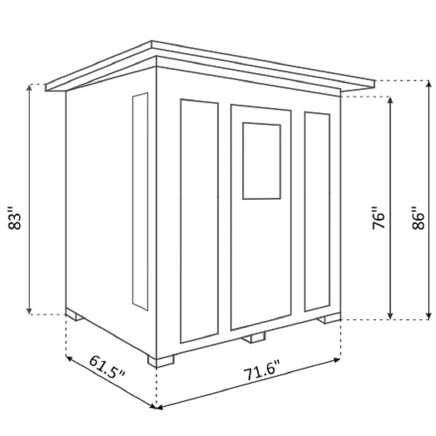 Enlighten InfraNature Original Rustic 4-Person Slope Roof Full Spectrum Infrared Outdoor Sauna