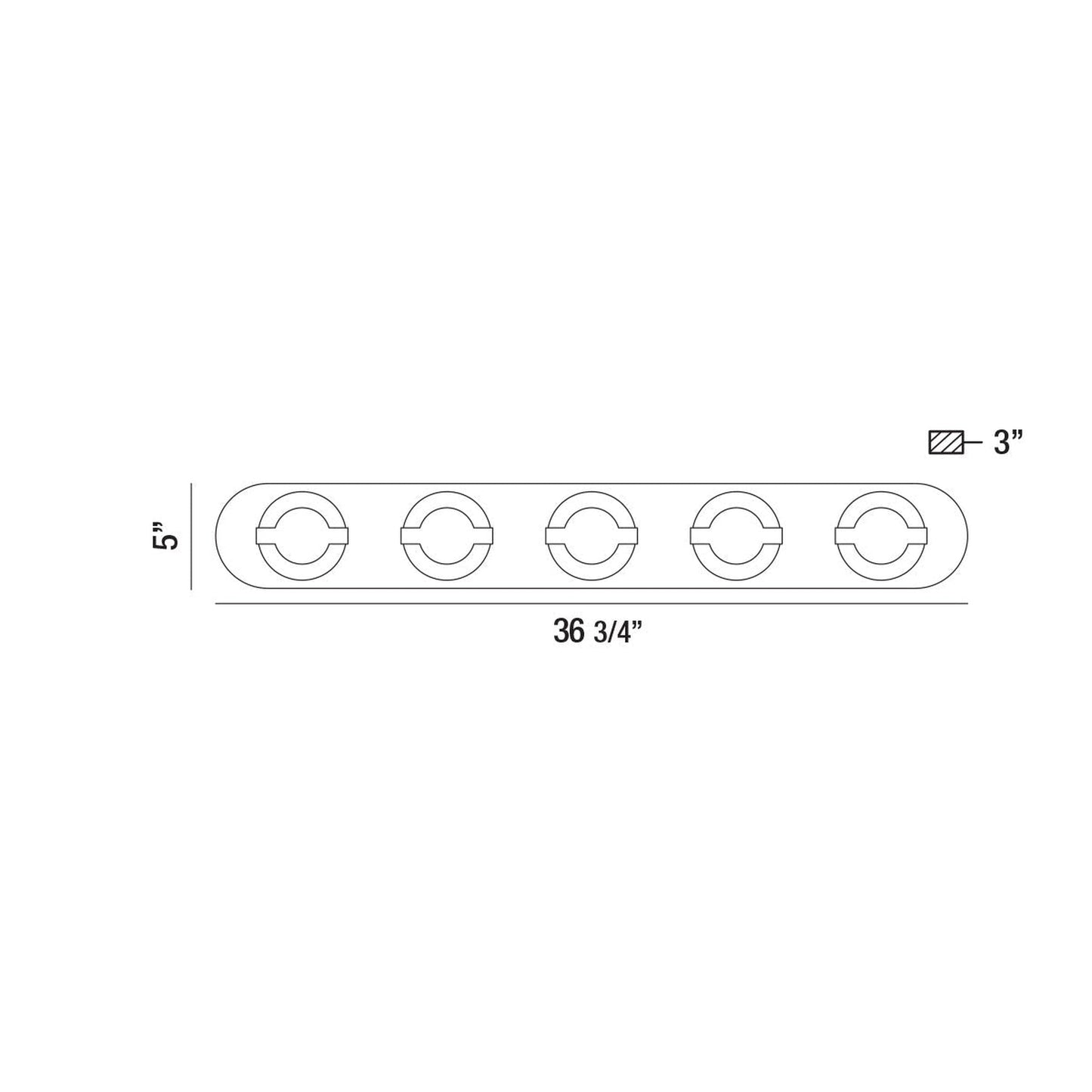 Eurofase Lighting Balewood 34" 5-Light Dimmable Chrome Integrated LED Bath Bar With Circular Frosted Acrylic Shades