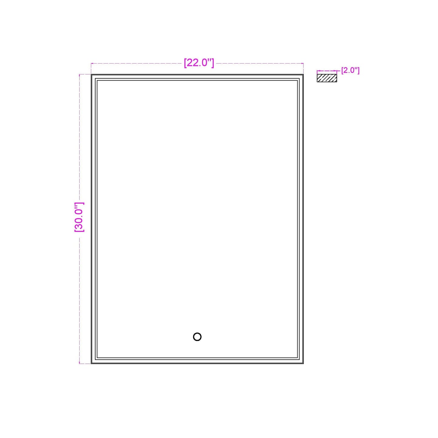 Eurofase Lighting Cerissa 22" x 30" Small Edge-Lit Integrated LED Rectangular Mirror With Black Frame