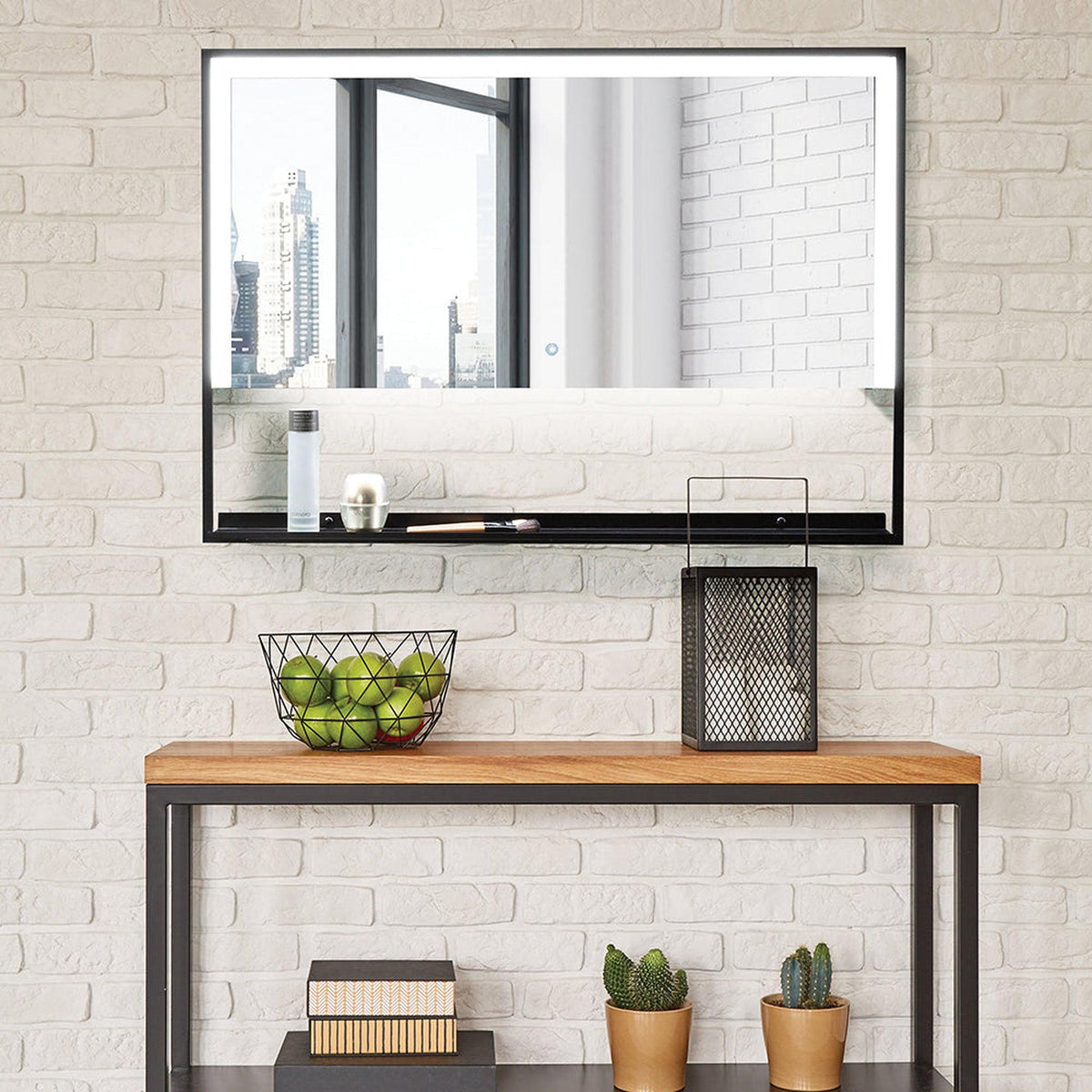Eurofase Lighting Sayora 47" x 28" Rectangular Mirror With Back-Lit Integrated LED And A Built-In Shelf