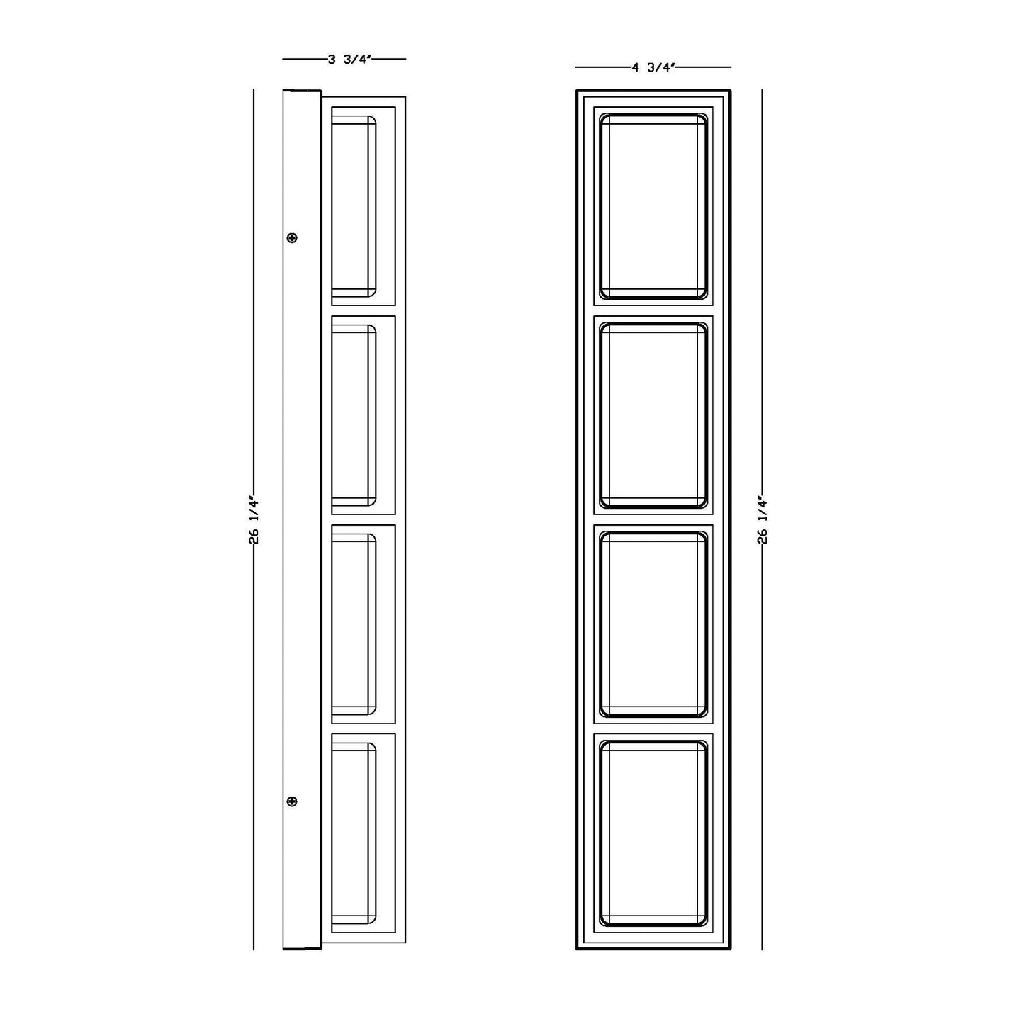 Eurofase Lighting Tamar 26" 4-Light Dimmable Integrated LED Black Wall Sconce With Opal White Glass Shades
