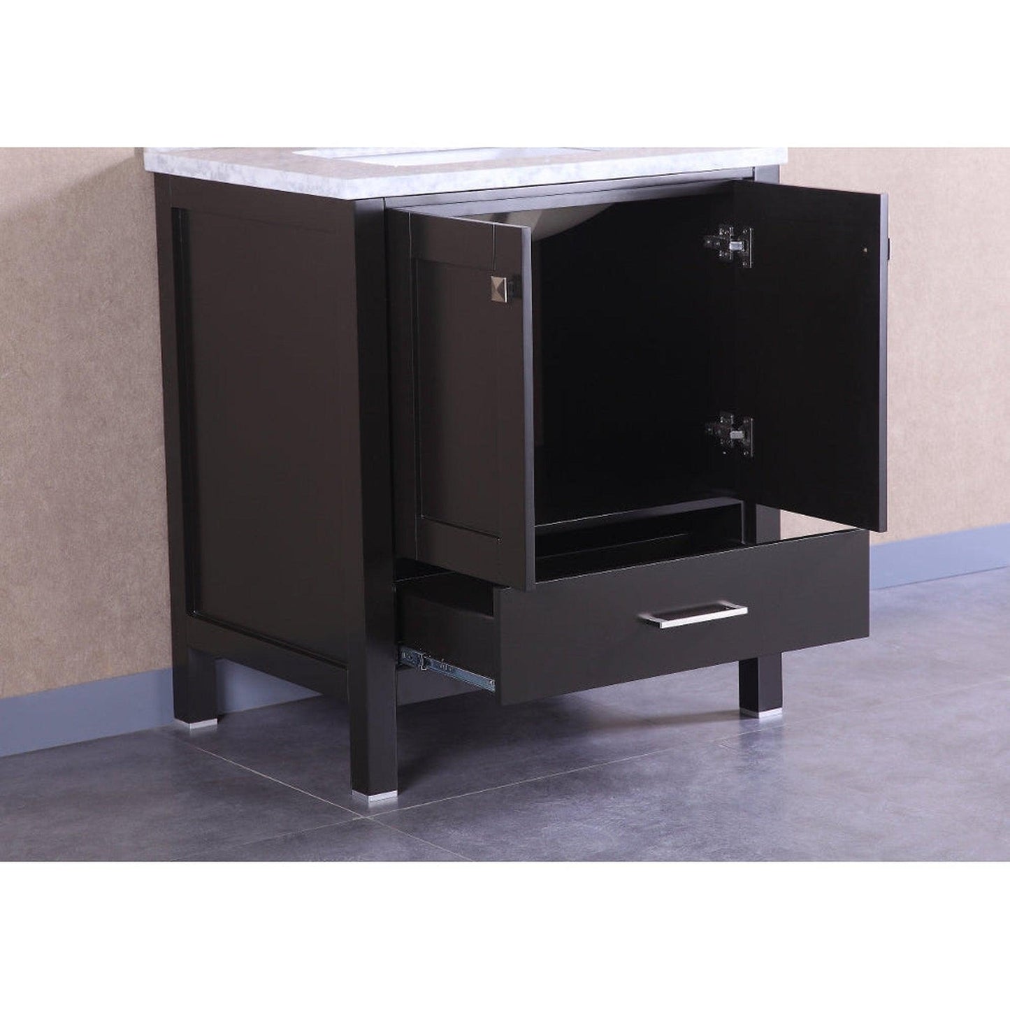 Eviva Aberdeen 30” x 34” Espresso Freestanding Bathroom Vanity With Single Undermount Sink