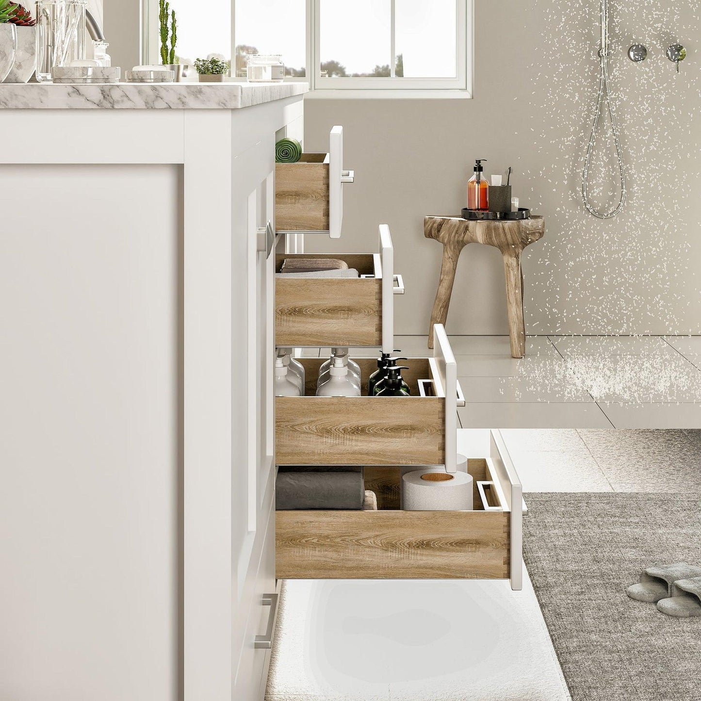 Eviva Aberdeen 84" x 34" White Freestanding Bathroom Vanity With Double Undermount Sink