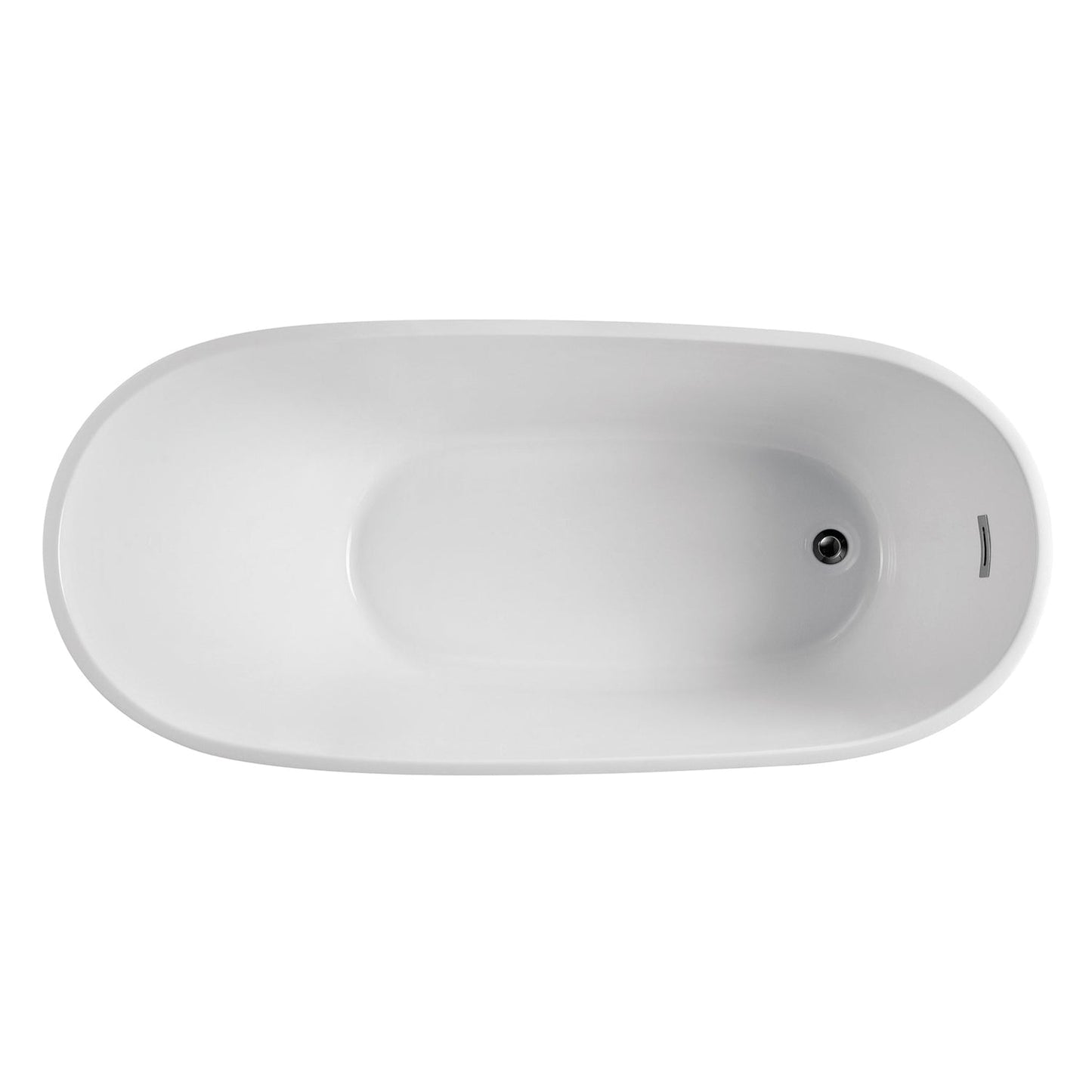 Eviva Aura 71" x 31" White Freestanding Oval Shape Acrylic Soaking Bathtub