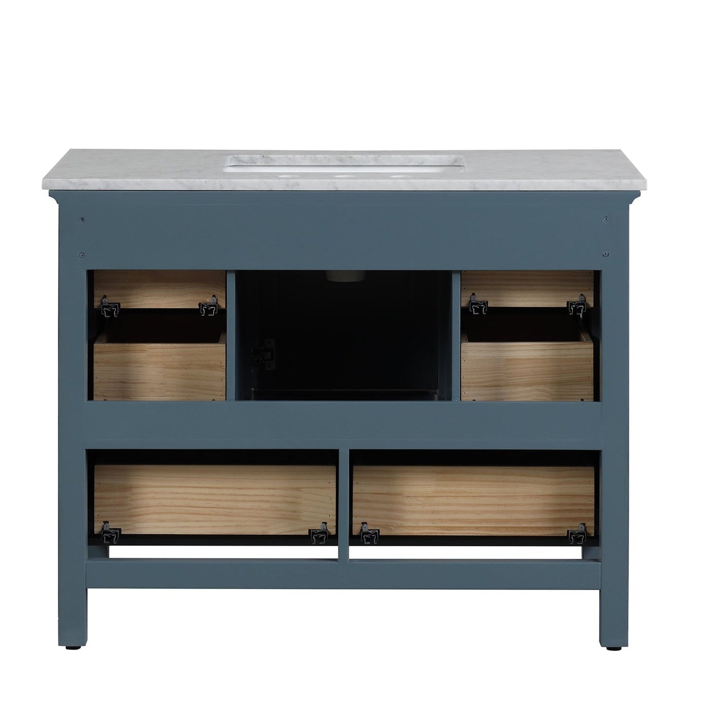 Eviva Britney 42" x 34" Ash Blue Freestanding Bathroom Vanity With Carrara Marble Countertop and Single Undermount Ceramic Sink