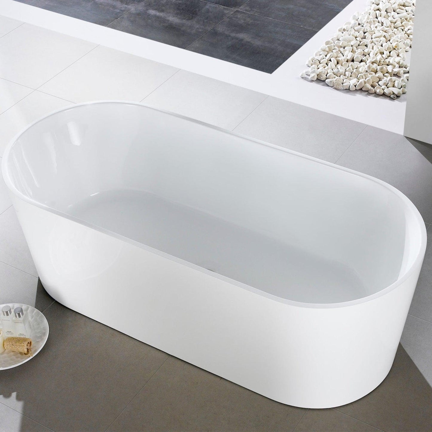 Eviva Chloe 55" x 30" White Freestanding Rectangular Acrylic Soaking Bathtub