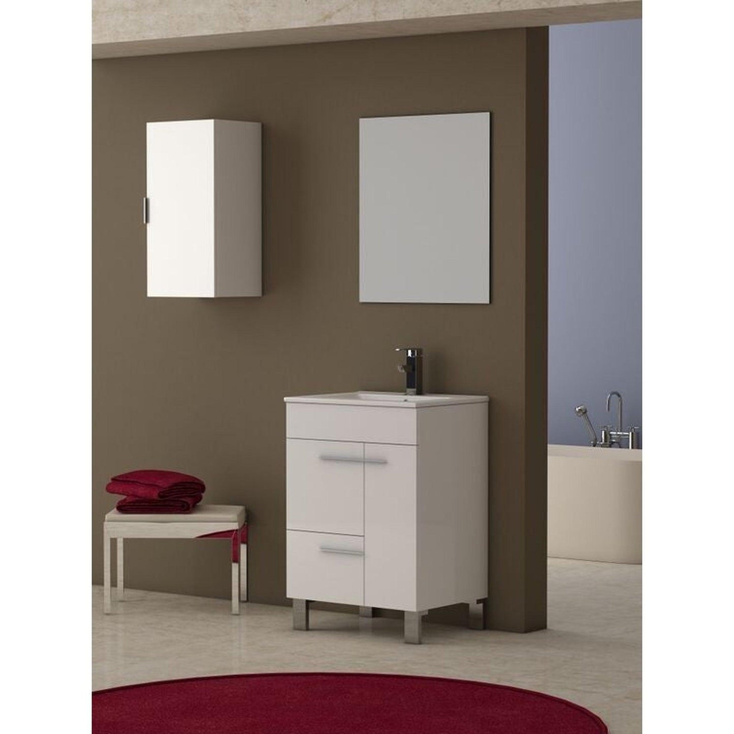 Eviva Cup 32” x 34” White Freestanding Bathroom Vanity With White Integrated Porcelain Sink