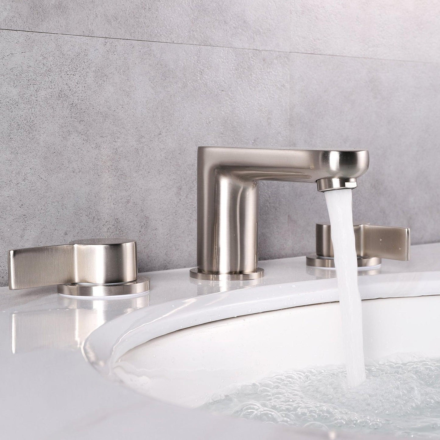 Eviva Curvy Brushed Nickel Widespread Bathroom Sink Faucet