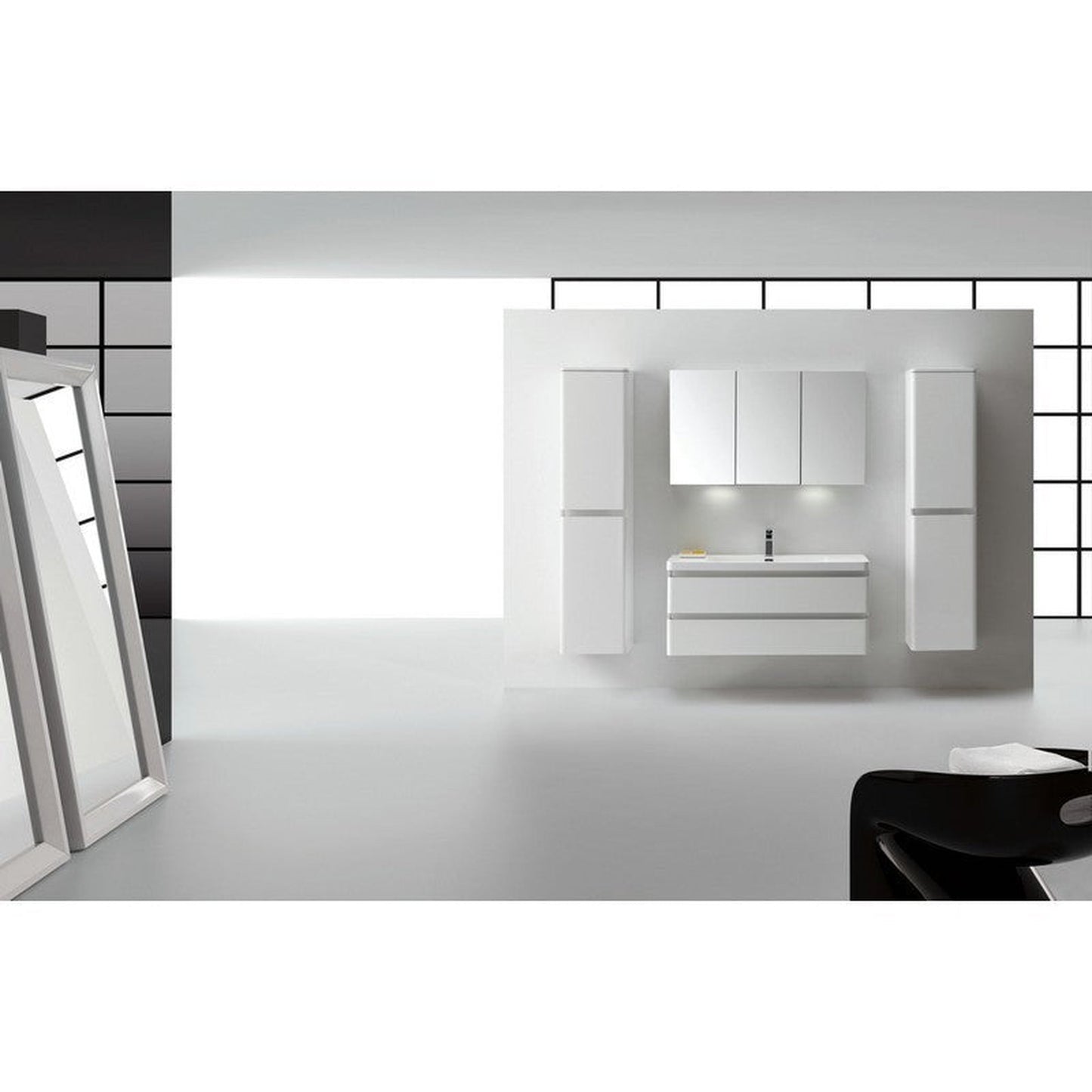 Eviva Glazzy 48" x 22" White Wall Mount Bathroom Vanity With White Single Integrated Sink