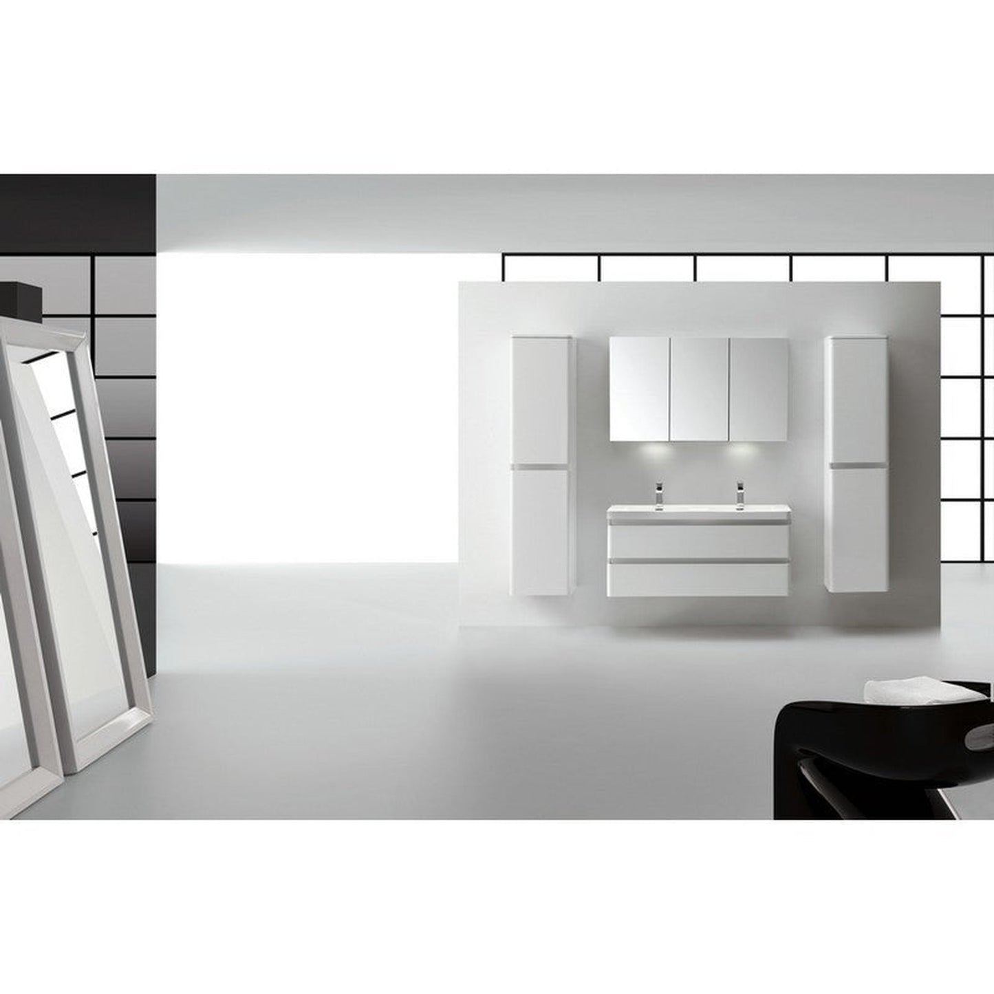 Eviva Glazzy 48" x 22" White Wall-Mounted Bathroom Vanity With White Double Integrated Sink