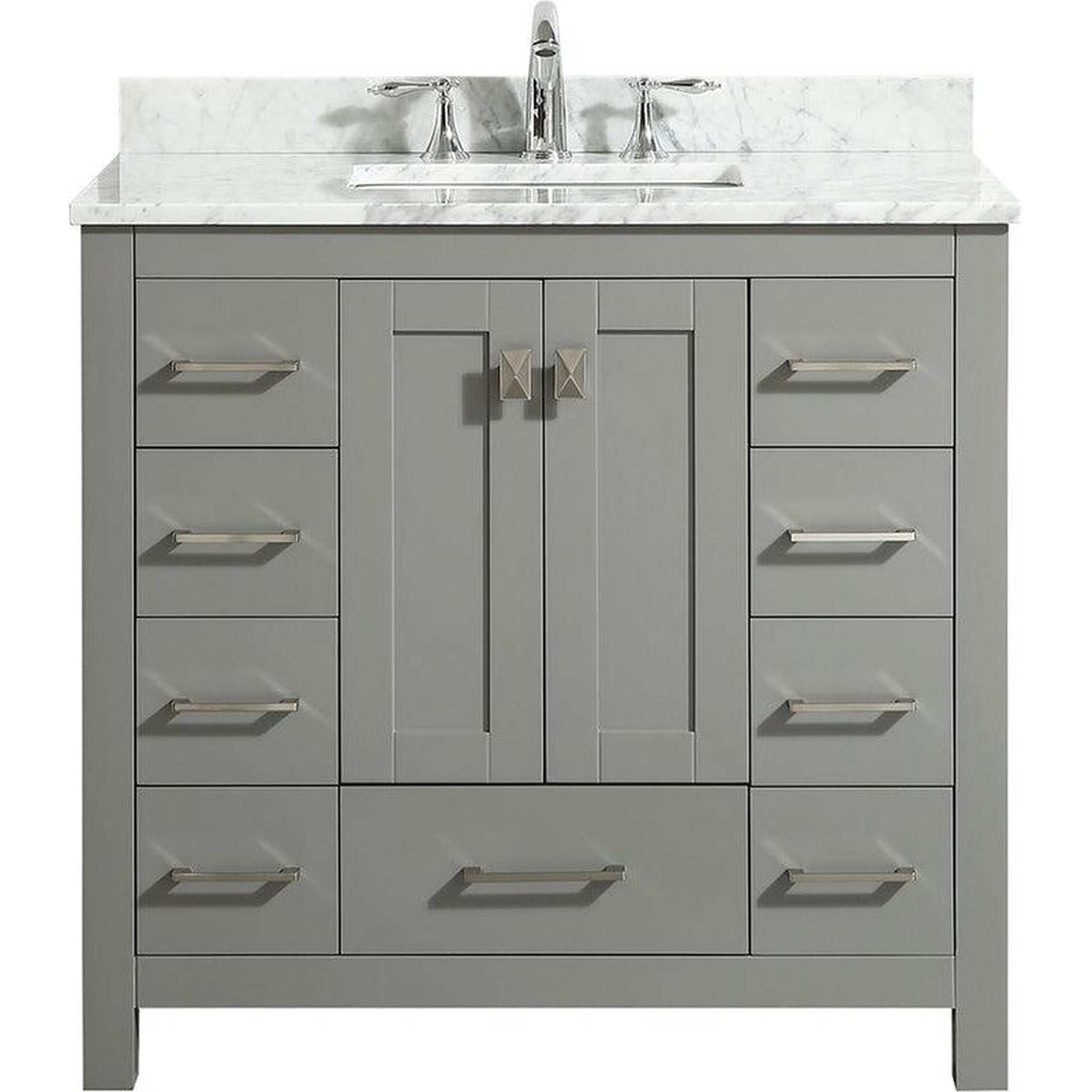 Eviva Hampton 36 x 18 White Transitional Bathroom Vanity with White Carrara Top