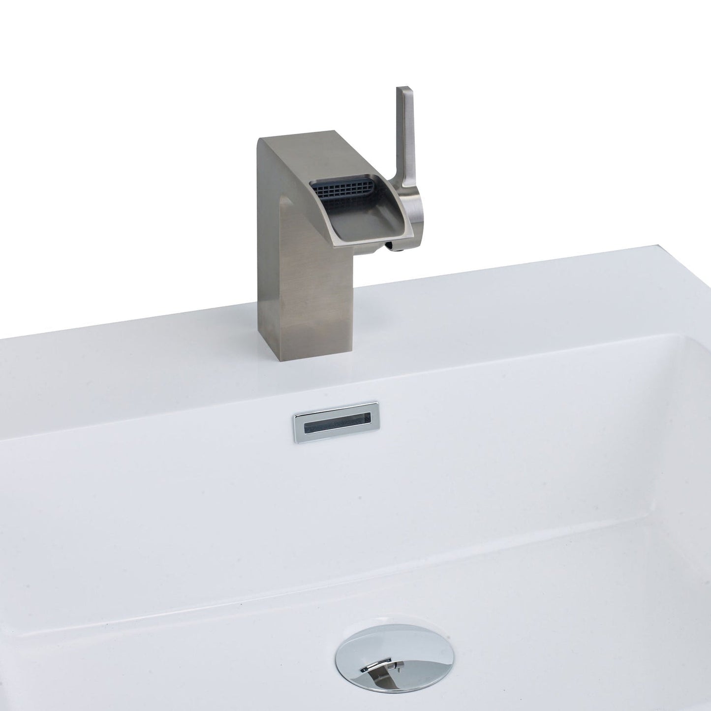 Eviva Jaida C. Brushed Nickel Waterfall Single Handle Bathroom Sink Faucet