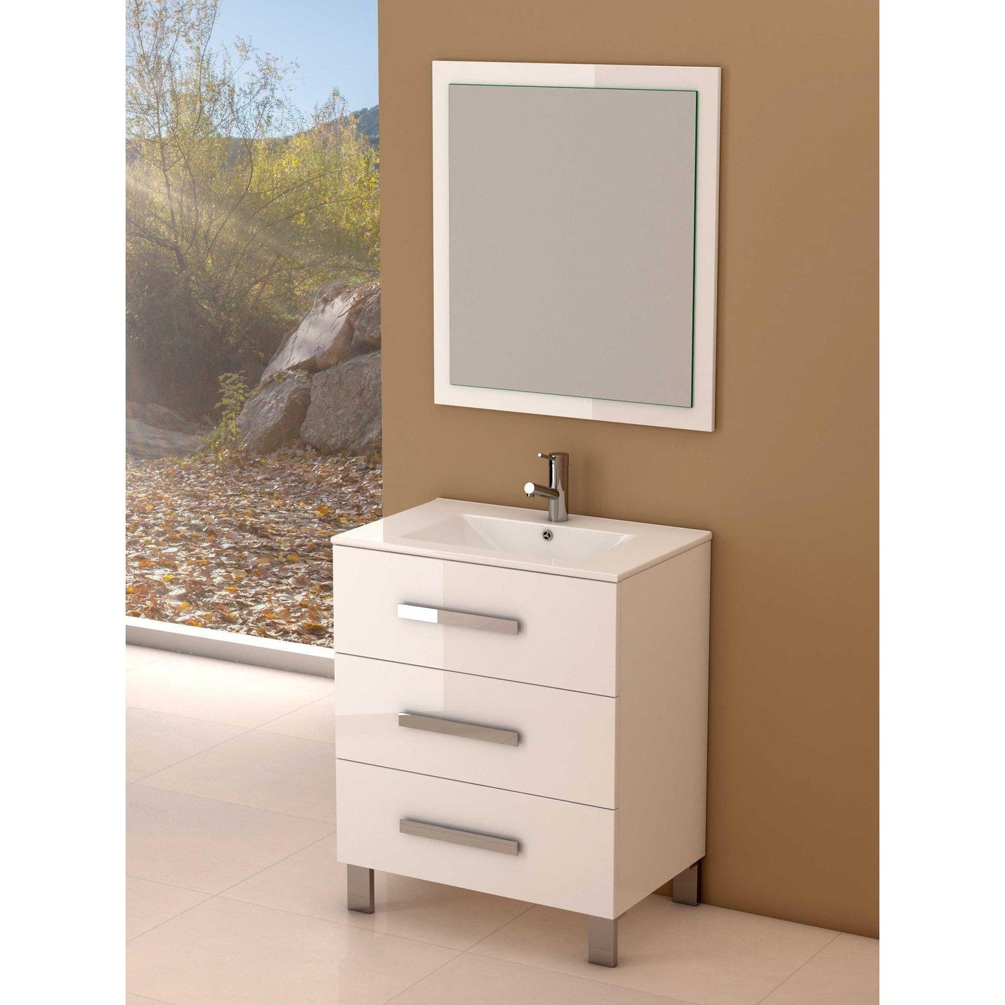 Eviva Libra 32" x 34" White Freestanding Bathroom Vanity With White Integrated Porcelain Sink