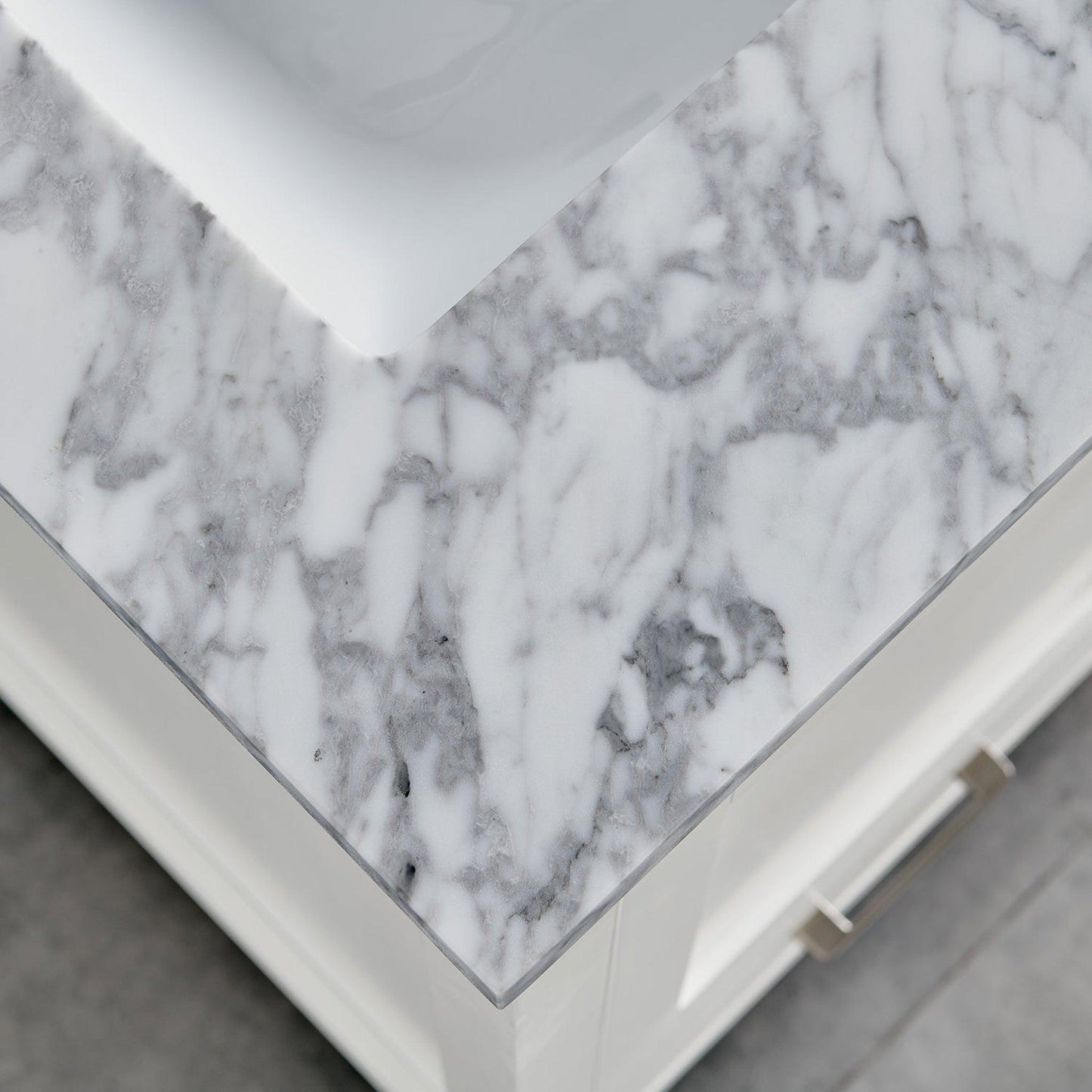 Eviva London 48" x 34" White Freestanding Bathroom Vanity With Carrara Marble Countertop and Double Undermount Sink