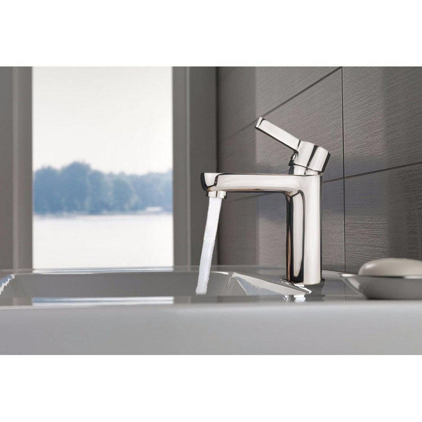 Eviva Metrix Brushed Nickel Handle Bathroom Sink Faucet