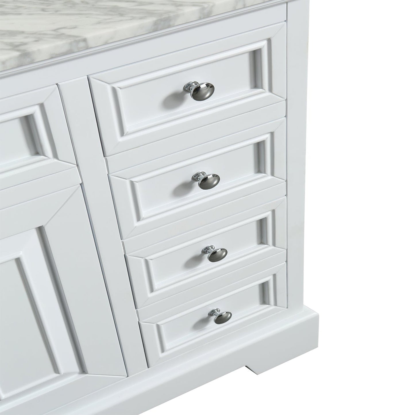 Eviva Monroe 36" x 35" White Bathroom Vanity With White Carrara Marble Countertop and Single Undermount Sink