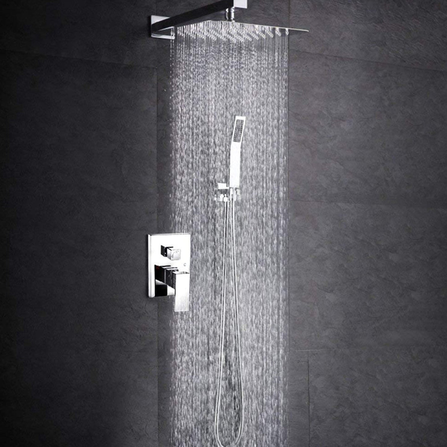 Eviva Pro Full Chrome Modern Luxury Squared Shower Head With Shower Handheld and Sprayer