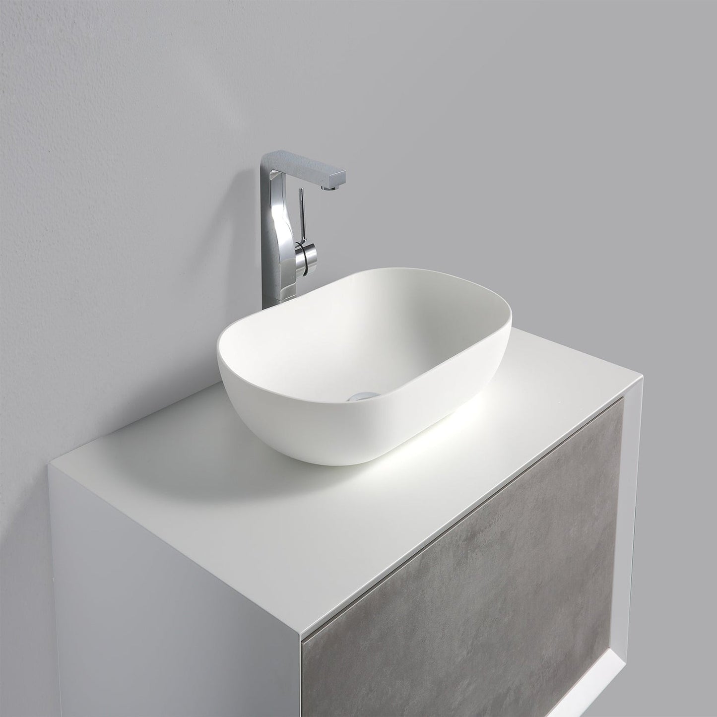 Eviva Santa Monica 36" x 16" Gray Wall-Mounted Bathroom Vanity With White Porcelain Vessel Sink