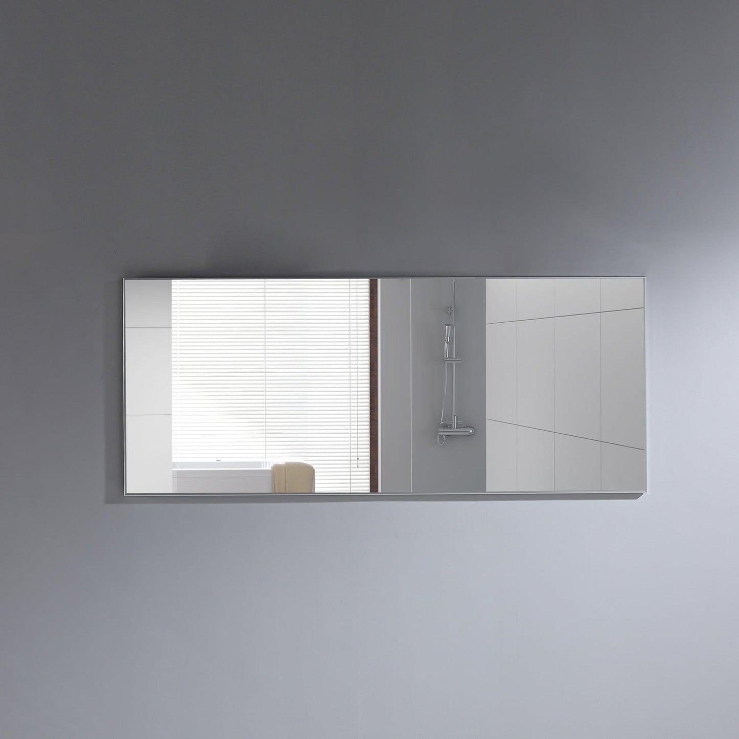 Eviva Sax 72" x 30" Brushed Metal Frame Bathroom Mirror