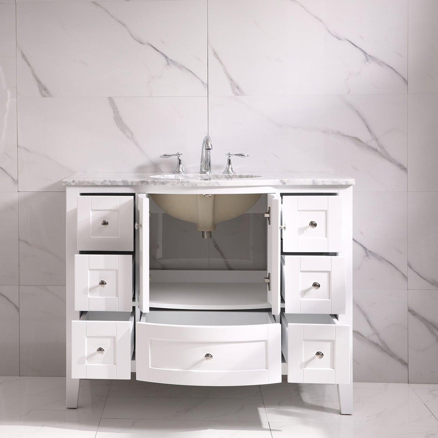 Eviva Stanton 48" x 35" White Freestanding Bathroom Vanity With Single Undermount Sink