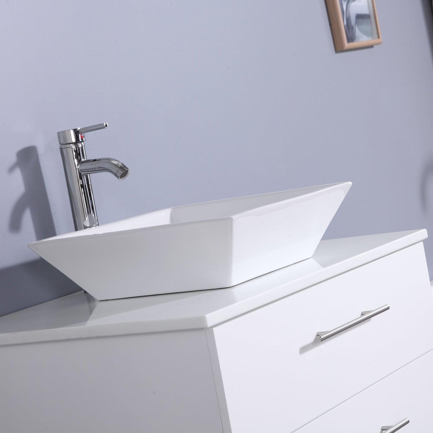 Eviva Totti Wave 24" x 16" White Wall-Mounted Bathroom Vanity With White Man-Made Stone Countertop and Single Porcelain Sink