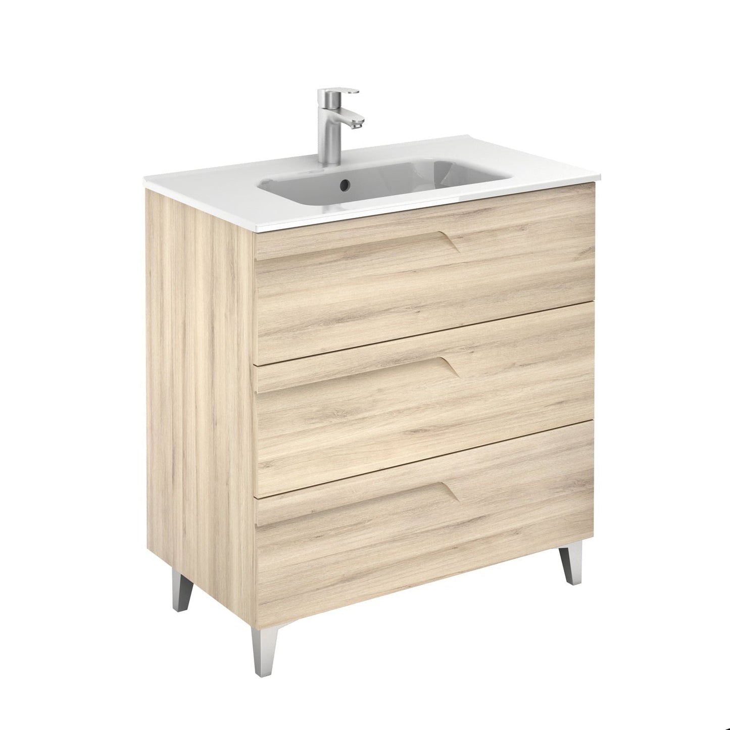 Eviva Vitta 32" x 34" Beige Freestanding Modern Bathroom Vanity With White Integrated Porcelain Sink