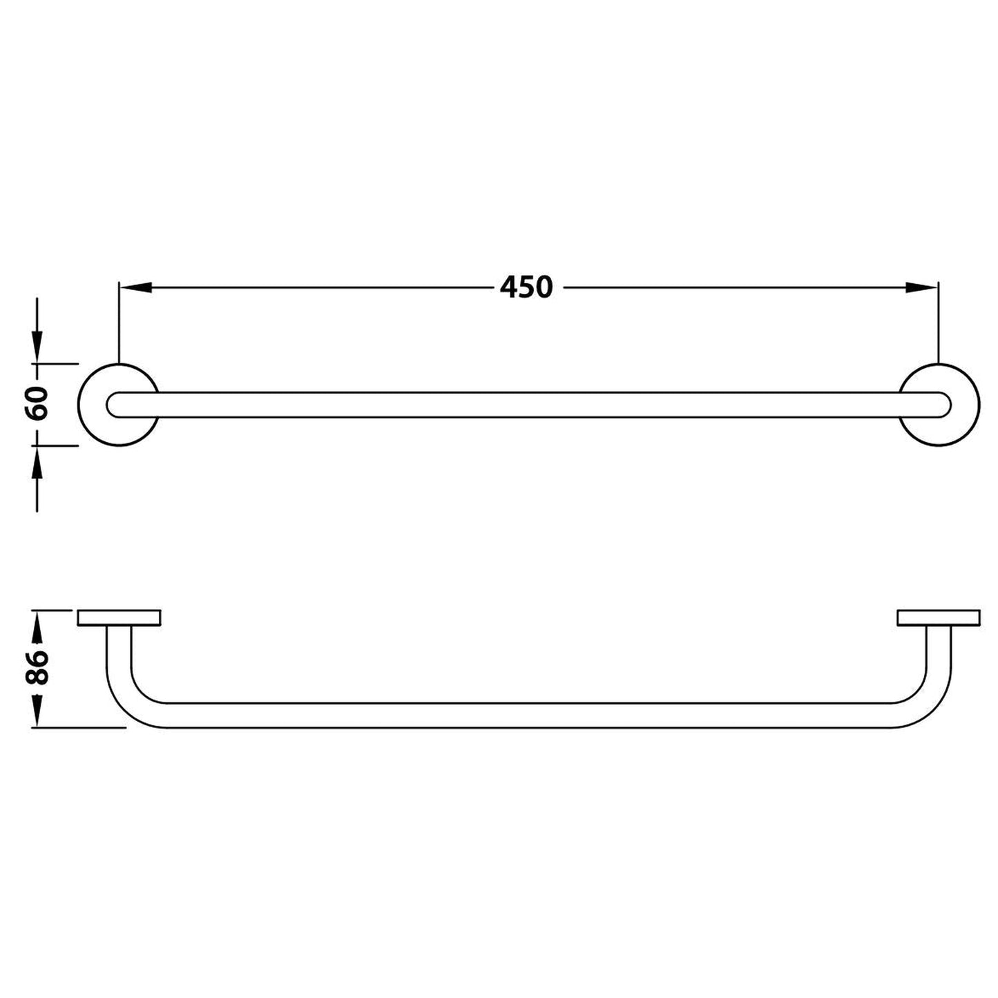 Flusso Faucets Serie 100 18" Brushed Nickel PVD Solid Brass Wall-Mounted Bathroom Towel Bar