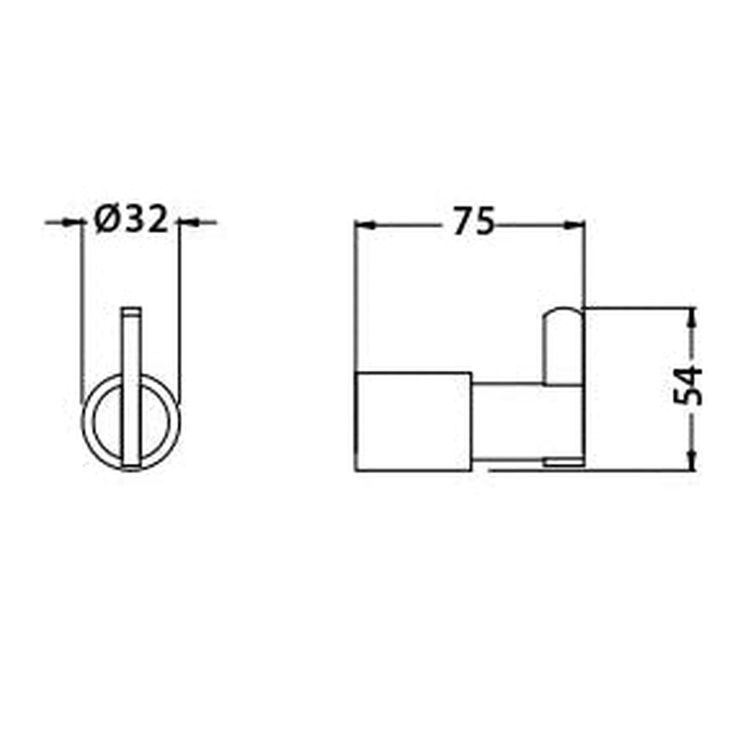 Flusso Faucets Serie 145 2" Chrome Solid Brass Wall-Mounted Towel and Robe Hook