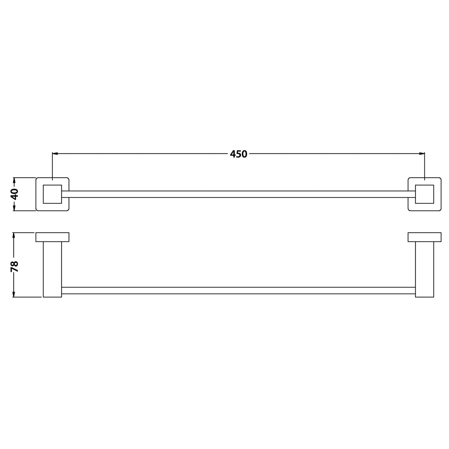 Flusso Faucets Serie 150 18" Chrome Solid Brass Wall-Mounted Bathroom Towel Bar
