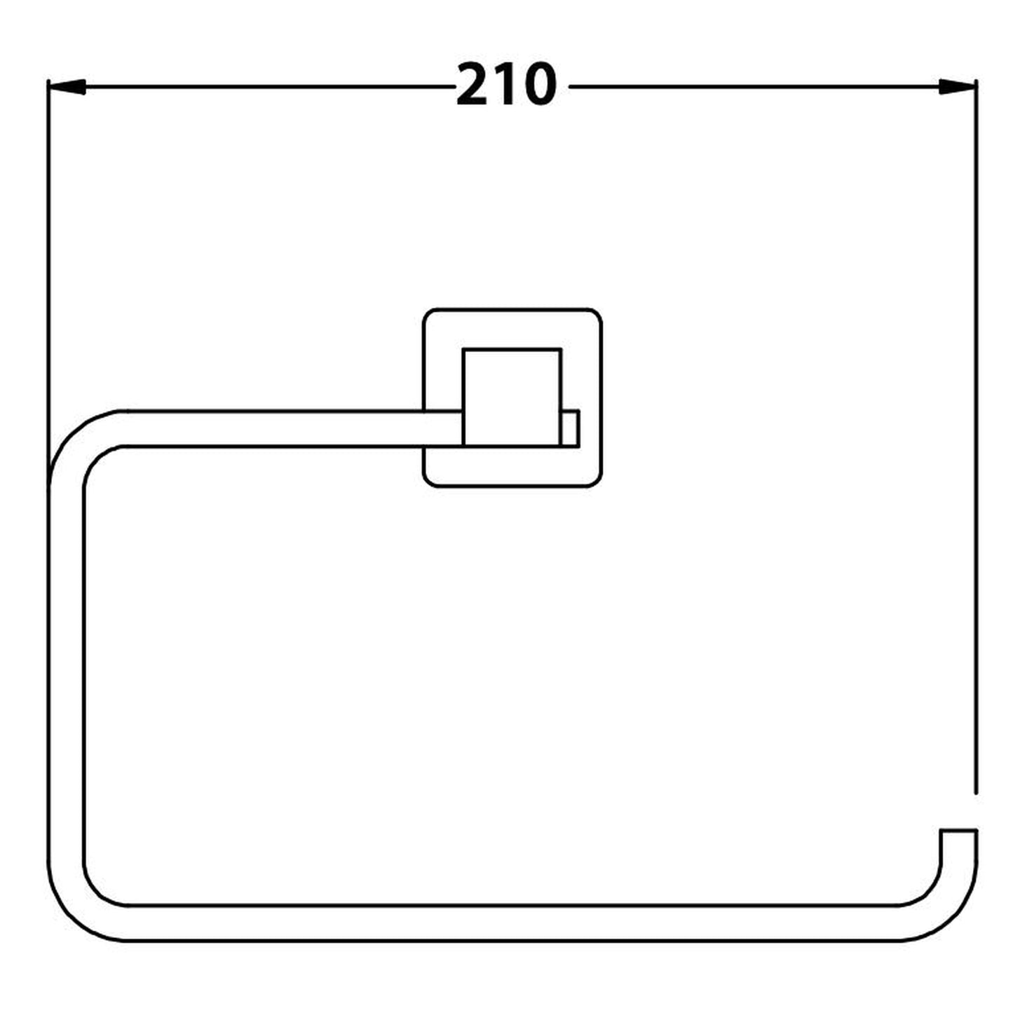 Flusso Faucets Serie 150 8" Chrome Solid Brass Wall-Mounted Bathroom Towel Ring