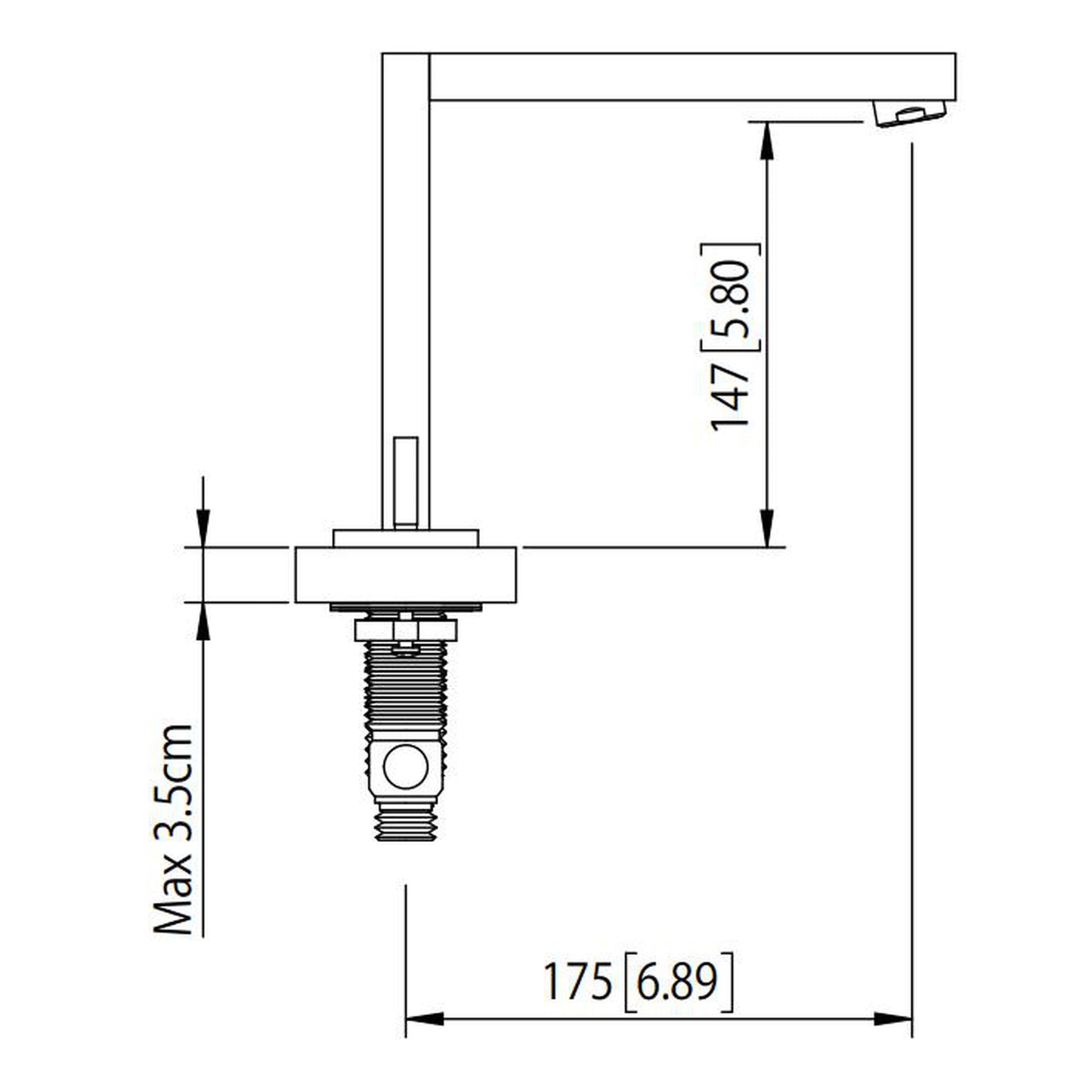 Flusso Faucets Serie 160 8" Three-Hole Matte Black Solid Brass Deck-Mounted Roman Bathtub Faucet