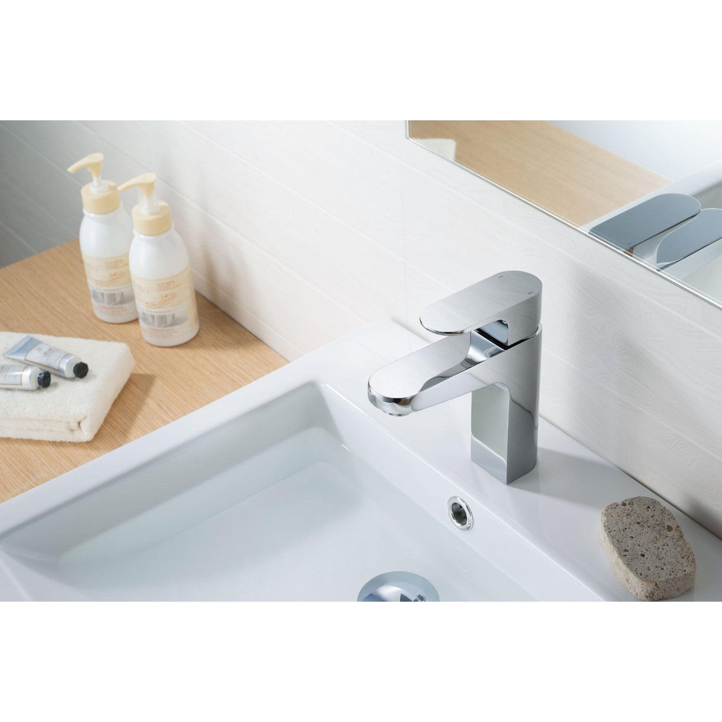Flusso Faucets Serie 180 6" Single-Hole Brushed Nickel PVD Solid Brass Deck-Mounted Bathroom Sink Faucet With Drain