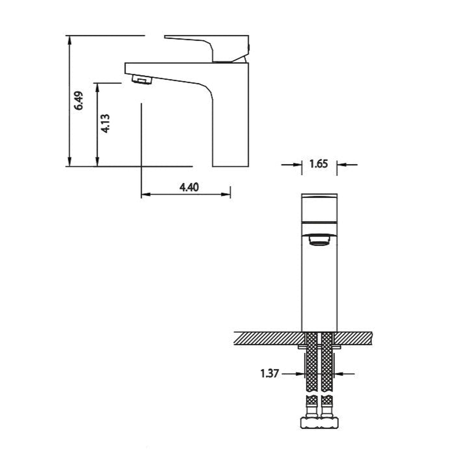 Flusso Faucets Serie 180 6" Single-Hole Chrome Solid Brass Deck-Mounted Bathroom Sink Faucet With Drain