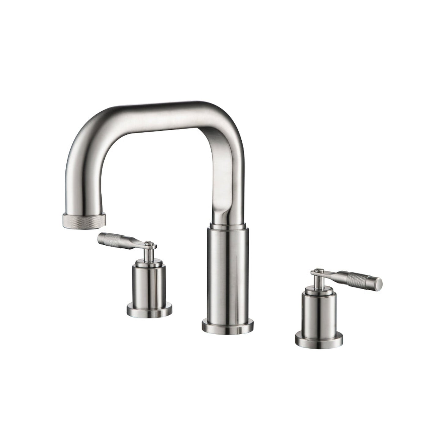 Flusso Faucets Serie 250 14" Three-Hole Brushed Nickel PVD Solid Brass Deck-Mounted Roman Bathtub Faucet