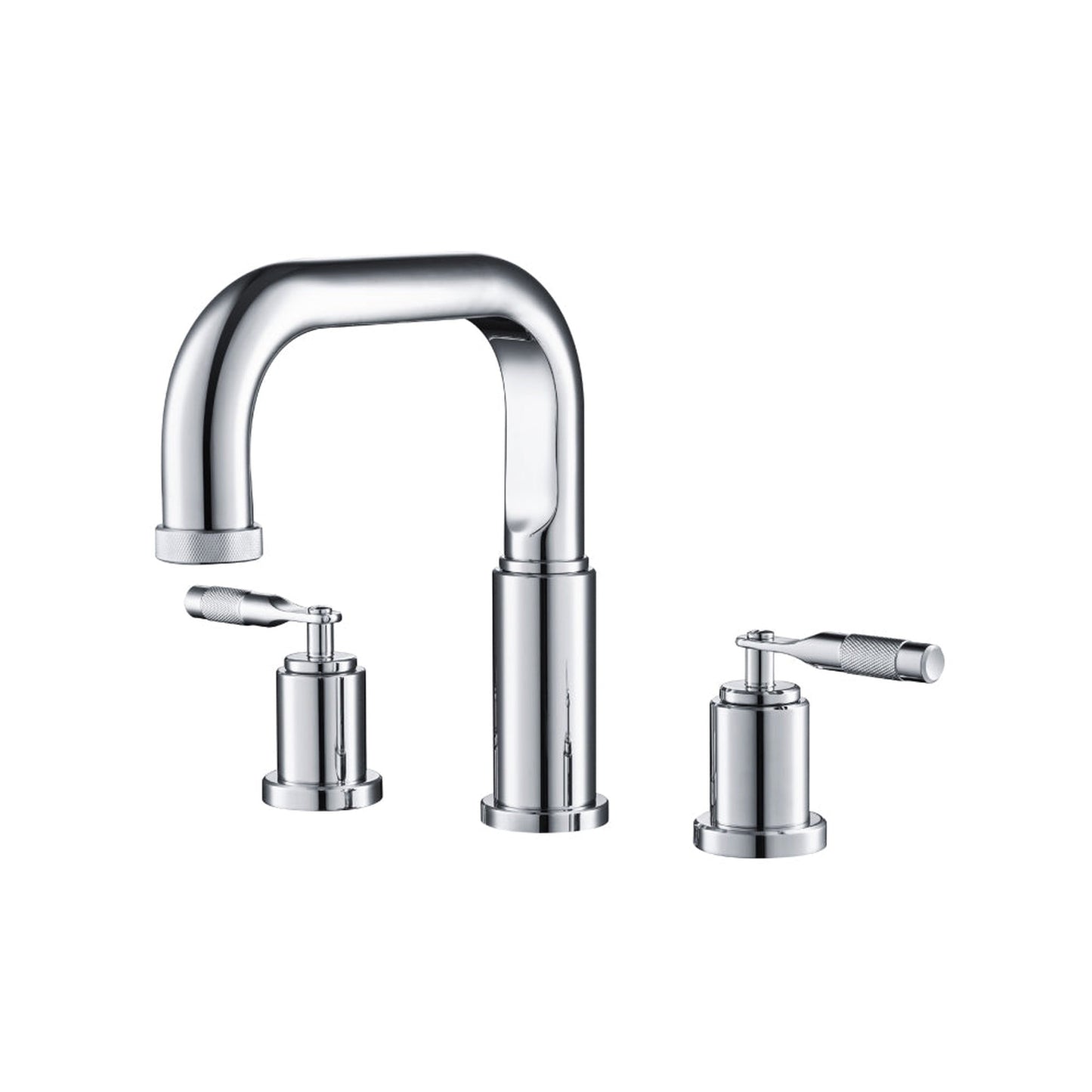 Flusso Faucets Serie 250 14" Three-Hole Chrome Solid Brass Deck-Mounted Roman Bathtub Faucet