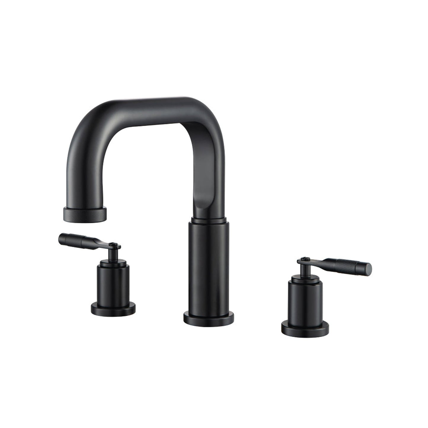 Flusso Faucets Serie 250 14" Three-Hole Matte Black Solid Brass Deck-Mounted Roman Bathtub Faucet