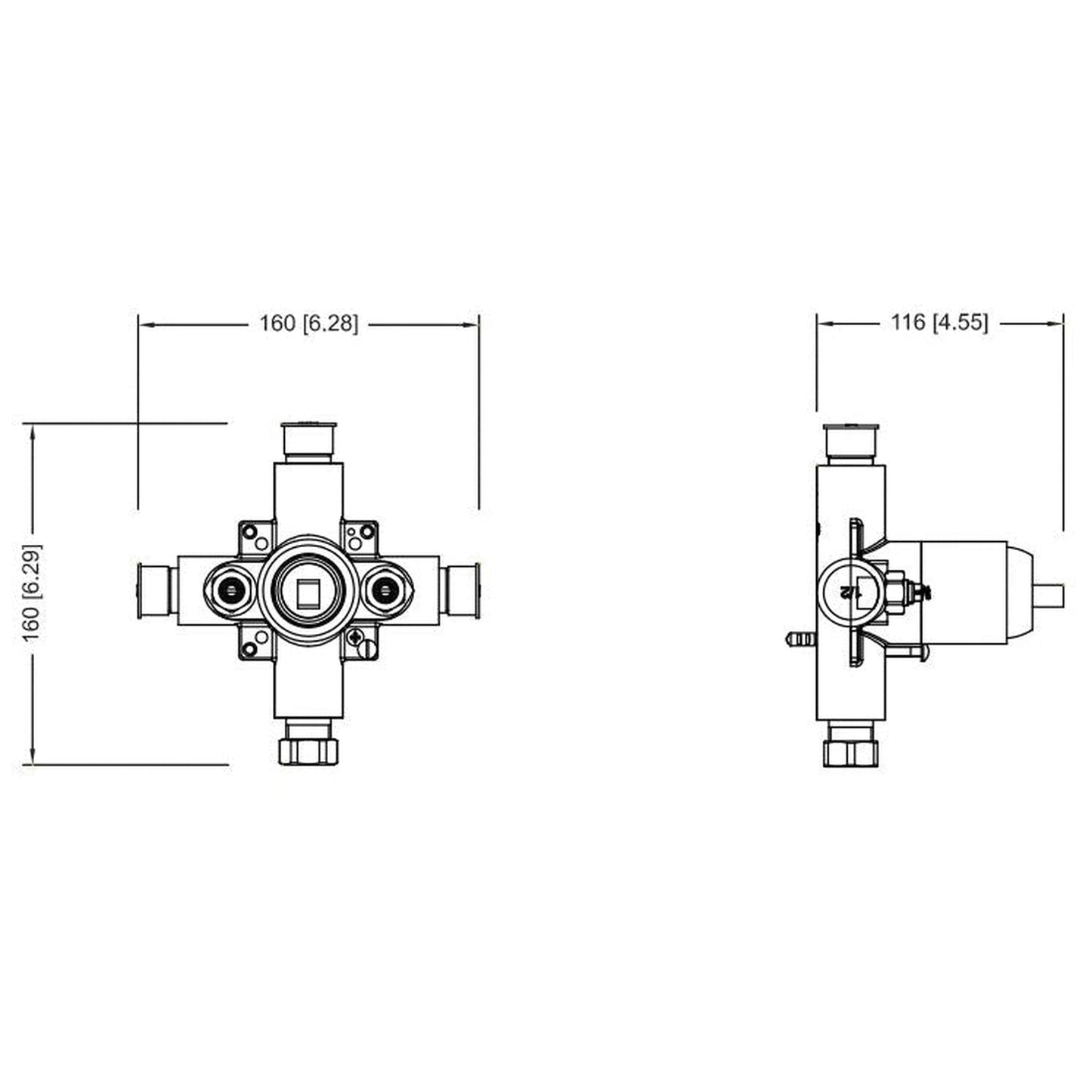 Flusso Faucets Universal Fixtures 0.50" Chrome 1-Output Pressure Balance Valve